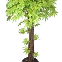 CGASPL Artificial Maple Plant Green Topiary Natural Coffee Wood - 4 Feet Artificial Plants