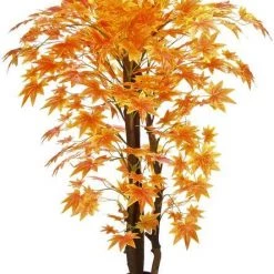 CGASPL Artificial Maple Orange Plant With Natural Stick - 5 Feet Artificial Plants