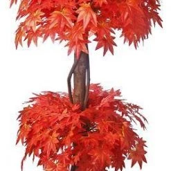CGASPL Artificial Plants Artificial Maple Double Topiary Plant Red - 5 Feet