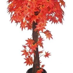 CGASPL Artificial Plants Artificial Maple Plant Red Topiary Natural Coffee Wood - 4 Feet