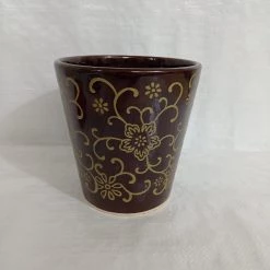 CGASPL Pot-Planters Medium Painted Fancy Brown Round Ceramic Pot