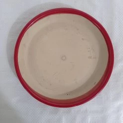 CGASPL Pot-Planters Medium Painted Red-Cream Color Round Ceramic Pot