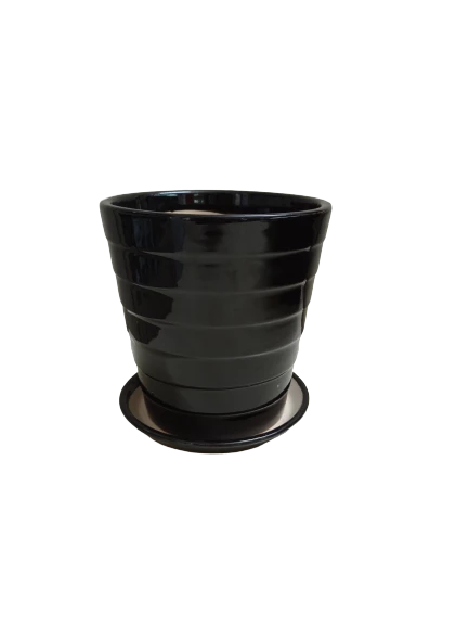 CGASPL Pot-Planters Medium Black Round Ceramic Pot 3 CGASPL Pot-Planters Medium Black Round Ceramic Pot