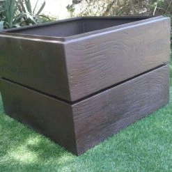 CGASPL Pot-Planters Modular Stack Oak Wood Brown Fiber Planter