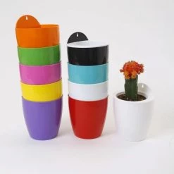 CGASPL Pot-Planters Red-White Self Watering Hanging Planter Flower Pot