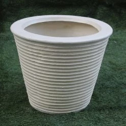 CGASPL Pinecone Rib White Fiber Planter Pot-Planters