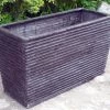 CGASPL Charcoal Rectangular Rib Fiber Planter Pot-Planters 2 CGASPL Charcoal Rectangular Rib Fiber Planter Pot-Planters