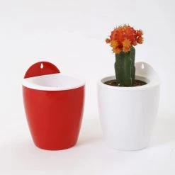CGASPL Pot-Planters Red-White Self Watering Hanging Planter Flower Pot