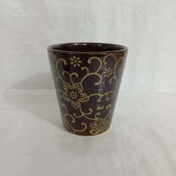 CGASPL Pot-Planters Small Painted Fancy Brown Round Ceramic Pot