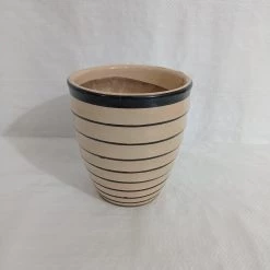 CGASPL Small Fancy Black-Cream Color Round Ceramic Pot