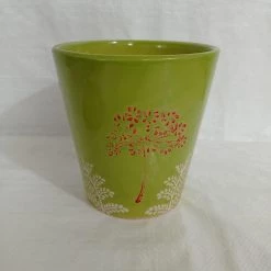 CGASPL Small Painted Fancy Parrot Green Round Ceramic Pot Pot-Planters