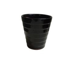 CGASPL Small Black Round Ceramic Pot Pot-Planters