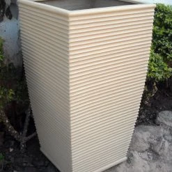 CGASPL Charcoal Tall Ribs Fiber Planter Pot-Planters