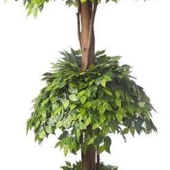 CGASPL Artificial Plants Artificial Ficus Triple Topiary Plant Dark Green 6'