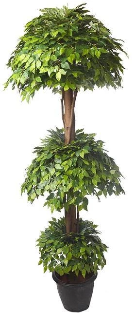 CGASPL Artificial Plants Artificial Ficus Triple Topiary Plant Dark Green 6' 3 CGASPL Artificial Plants Artificial Ficus Triple Topiary Plant Dark Green 6'