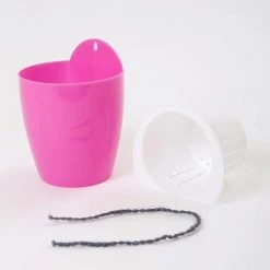 CGASPL Pink-White Self Watering Hanging Planter Flower Pot Pot-Planters
