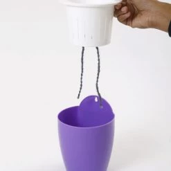 CGASPL Violet-White Self Watering Hanging Planter Flower Pot