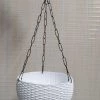 CGASPL 21 Cm White Rattan Hanging Planter With Chain Pot-Planters 2 CGASPL 21 Cm White Rattan Hanging Planter With Chain Pot-Planters