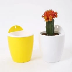 CGASPL Yellow-White Self Watering Hanging Planter Flower Pot Pot-Planters