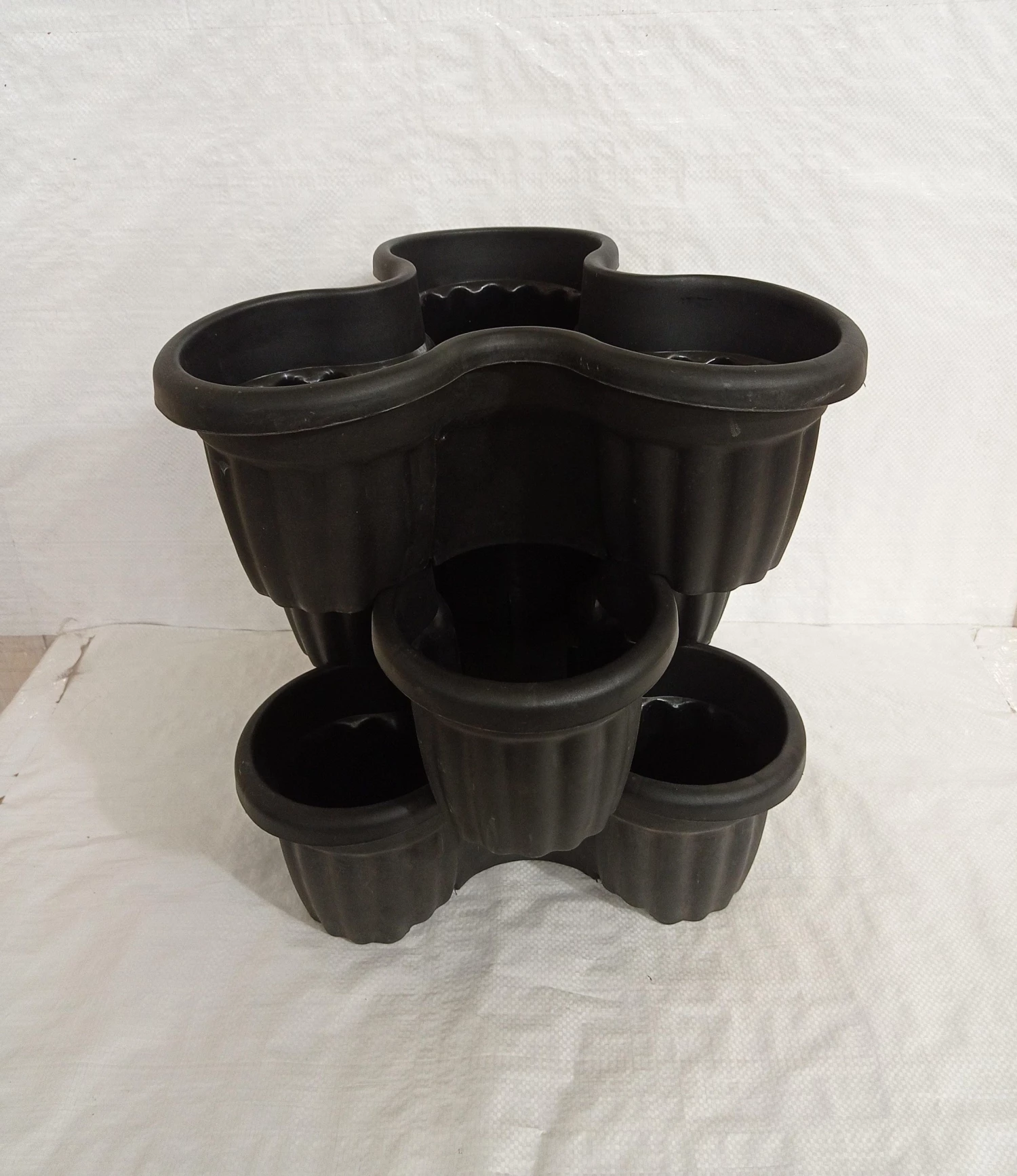CGASPL Stacking Pots Black,Vertical Flower Tower Pots 3 CGASPL Stacking Pots Black,Vertical Flower Tower Pots