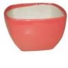 Chhajed Garden Small Square Ceramic Pots, Red (Pack Of 3) Pot-Planters