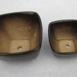 CGASPL Comboo Square Ceramic Pots, Coffee Color Pot-Planters