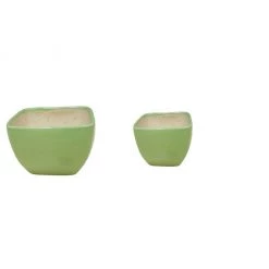 CGASPL Ceramic Pot Light Green Combo Set (Square Shape) (Pack Of 2) Pot-Planters