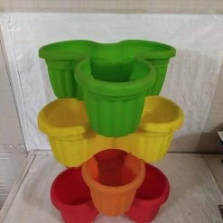 CGASPL Pot-Planters Stacking Pots Mix (Pack Of 4)