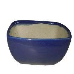 Chhajed Garden Pot-Planters Small Square Ceramic Pots, Blue (Pack Of 3)