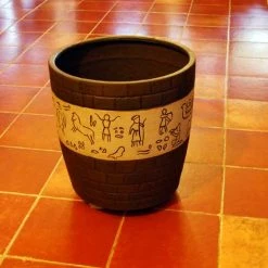 CGASPL Egyptian White & Brown Fiber Planter Pot-Planters