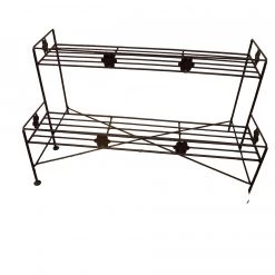 CGASPL Pot-Planters Wrought Iron Powder Coated 2 Step Stand 3' (Small) Garden Pot Plant Stands