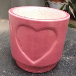 CGASPL Pink Ceramic Pot With Heart Shape Design (Pack Of 6)