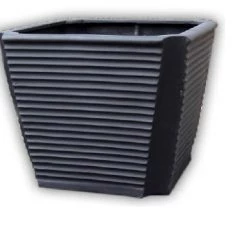 CGASPL Charcoal Square Ribs Fiber Planter Standard Pot-Planters