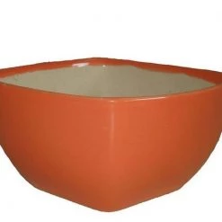 CGASPL Square Ceramic Pots, Orange (Pack Of 3) Pot-Planters