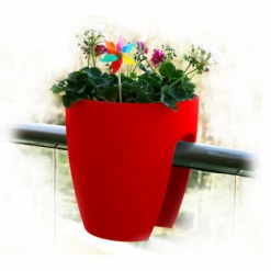 CGASPL Railing Planters High Quality Plastic Balcony Railing Planter (Red)