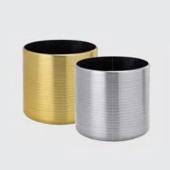 CGASPL Aluminium Ribbed Cylinder Pot (Gold) Pot-Planters