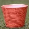 CGASPL Orange Ribbed Ceramic Planter (Pack Of 3)