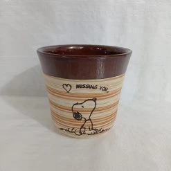 CGASPL Pot-Planters Small Painted Brown-Cream Color Round Ceramic Pot