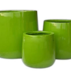 CGASPL Pot-Planters Knob Shiny Green Fiber Pots
