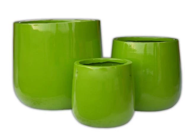 CGASPL Pot-Planters Knob Shiny Green Fiber Pots 3 CGASPL Pot-Planters Knob Shiny Green Fiber Pots