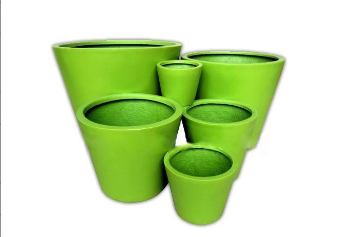 CGASPL Conical Shiny Green Fiber Pots 3 CGASPL Conical Shiny Green Fiber Pots