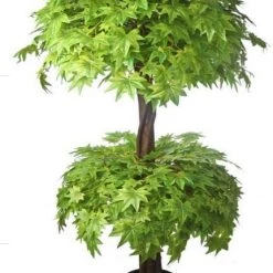 CGASPL Artificial Plants Artificial Maple Double Topiary Plant Green - 5 Feet