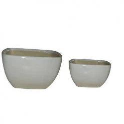CGASPL Ceramic Pot White Combo Set Square Shape Pot-Planters