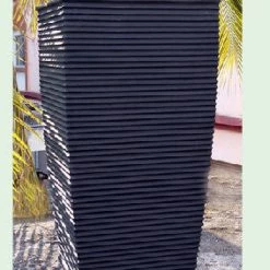 CGASPL Charcoal Tall Ribs Fiber Planter Pot-Planters