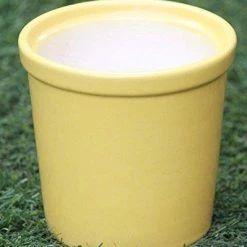 CGASPL Shiny Yellow Round Ceramic Pot (Pack Of 3) Pot-Planters