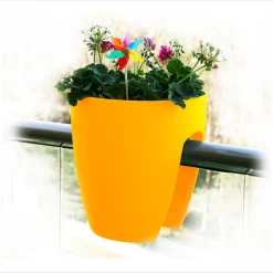 CGASPL Pot-Planters High Quality Plastic Balcony Railing Planter (Yellow)
