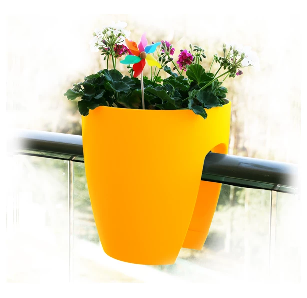 CGASPL Pot-Planters High Quality Plastic Balcony Railing Planter (Yellow) 3 CGASPL Pot-Planters High Quality Plastic Balcony Railing Planter (Yellow)