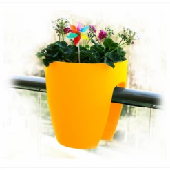 CGASPL High Quality Plastic Balcony Railing Planter (Yellow)