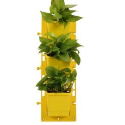 CGASPL Pot-Planters Yellow Colour Vertical Wall Garden Panel Set (Pack Of 10 Per Set)